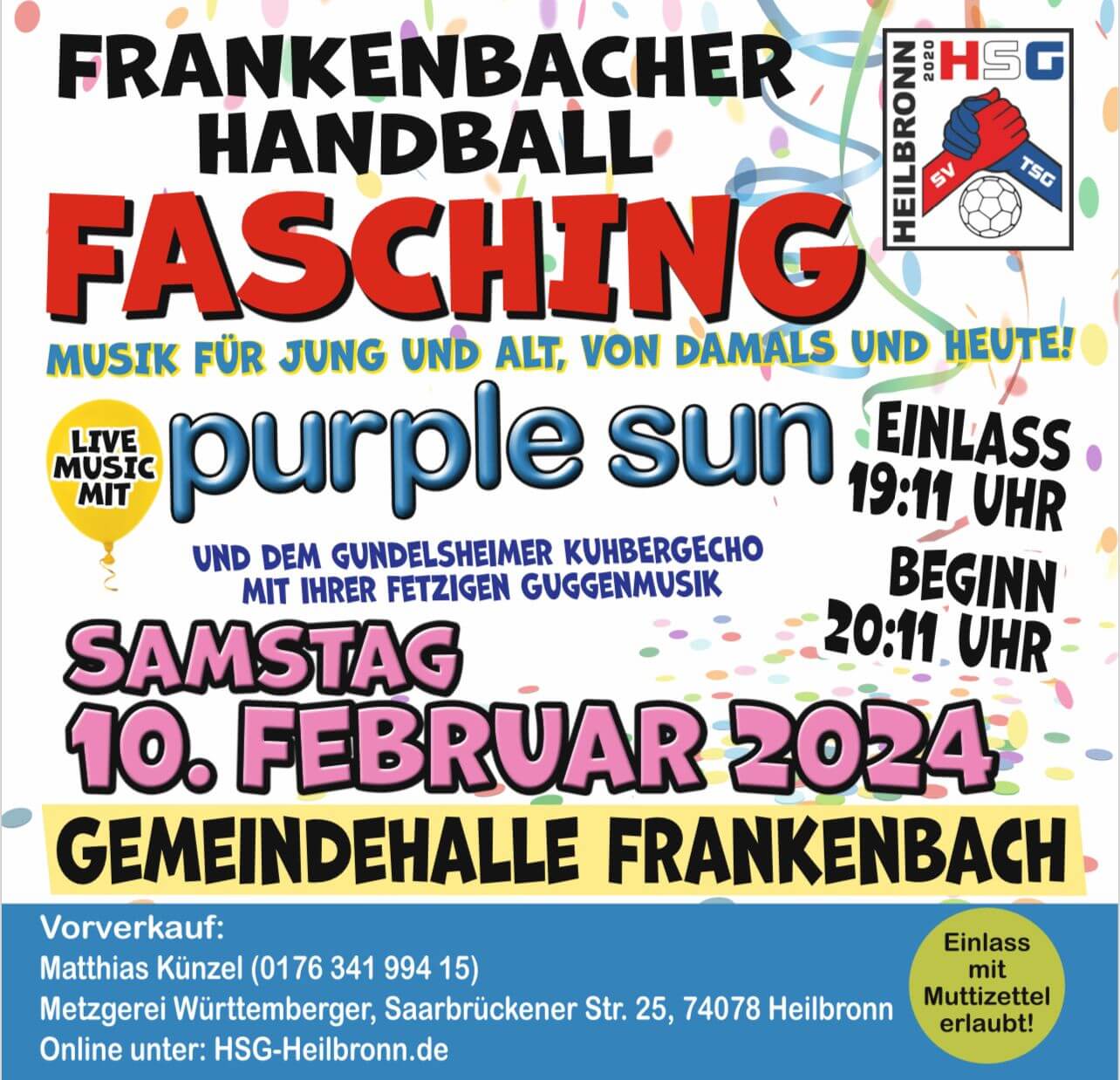 Einladung zum Frankenbacher Handball Fasching 2024